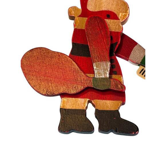 Vintage Hand-Painted Wooden Santa Claus Ornament moveable arms - Picture 4 of 7